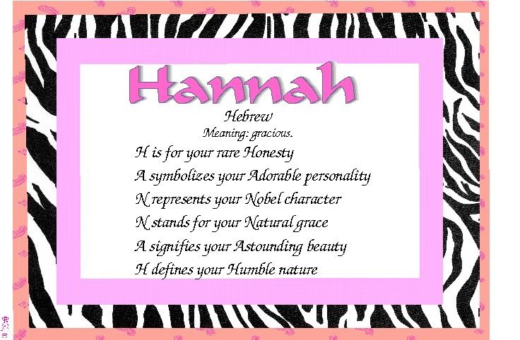 Hannah Personality and Meaning of Name Print Very Cute  