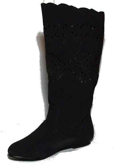 Women LADIES FLAT BOOTS KNEE WIDE CALF LENGTH HIGH OVER FAUX SOFT 