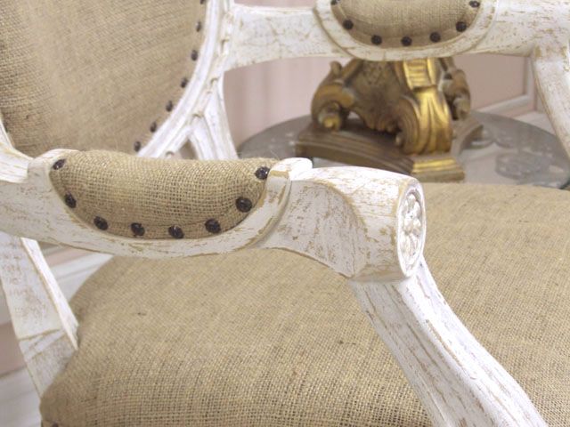 Shabby Cottage Chic French Style Carved Armchair Dining  