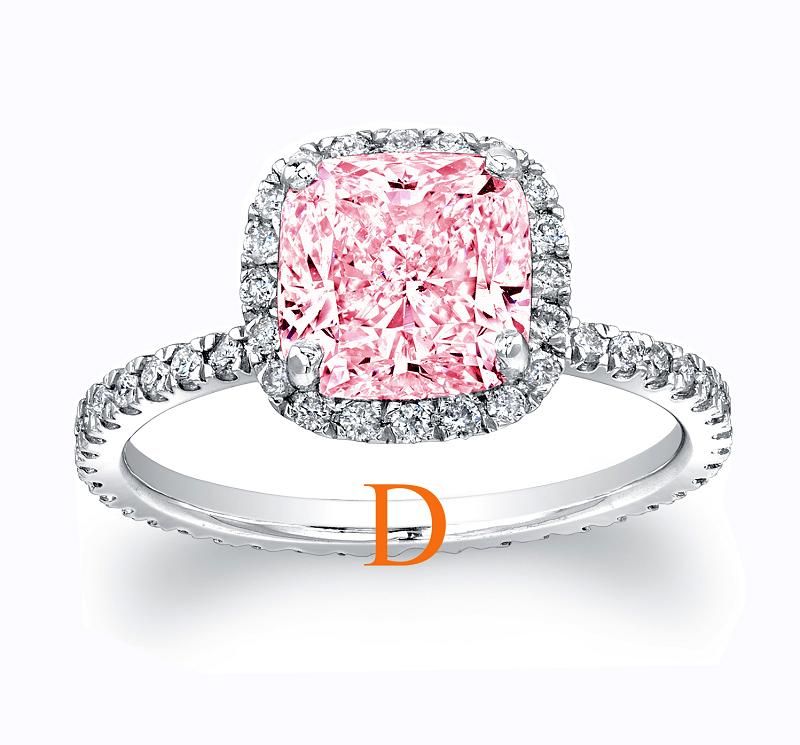Fancy Light Pink GIA Diamond Cushion Cut Eternity Ring Set in Platinum 