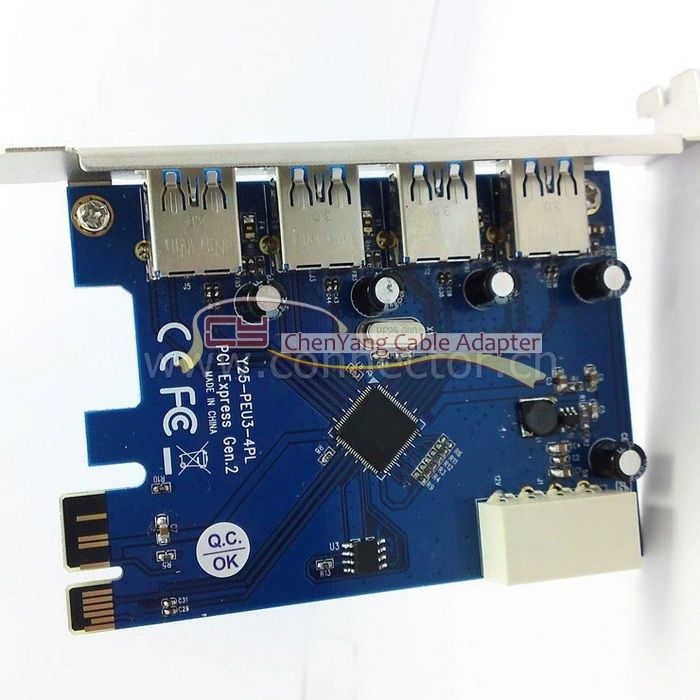 VIA USB 3.0 4 ports PCI E Express Controller Card 5Gbps  