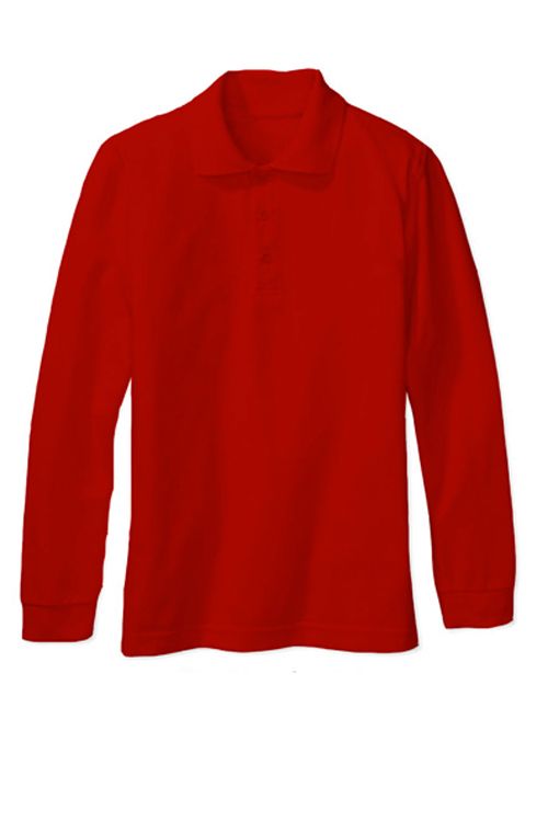 Boy Girl School Uniform Long Sleeve Shirt Red  