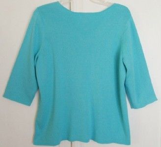 QUACKER FACTORY SIZE (1X) LIGHT TURQUOISE SWEATER TOP  