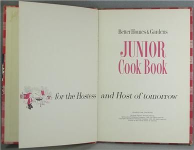 1963 BETTER HOMES & GARDENS JUNIOR COOK BOOK HOSTESS  