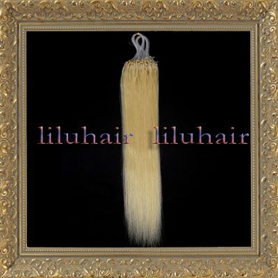   ring/loop human hair Extensions#613 light blonde 100s 0.5g/s  