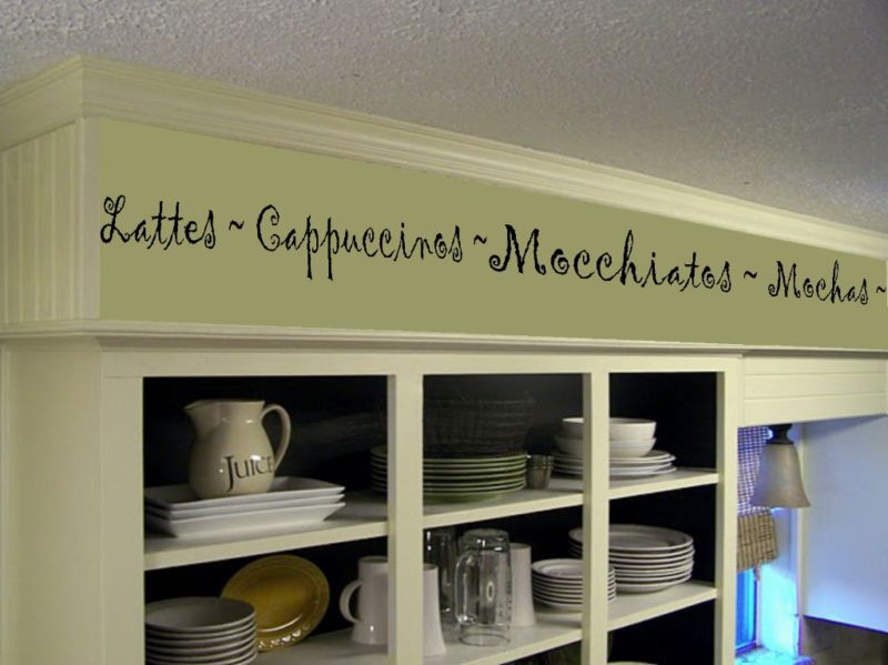 Coffee Kitchen Words Border Vinyl Wall Decor Lettering  