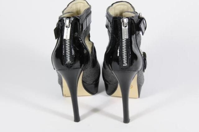   Black Patent Leather Gray Platform Cage Heels Stiletto Size 5  
