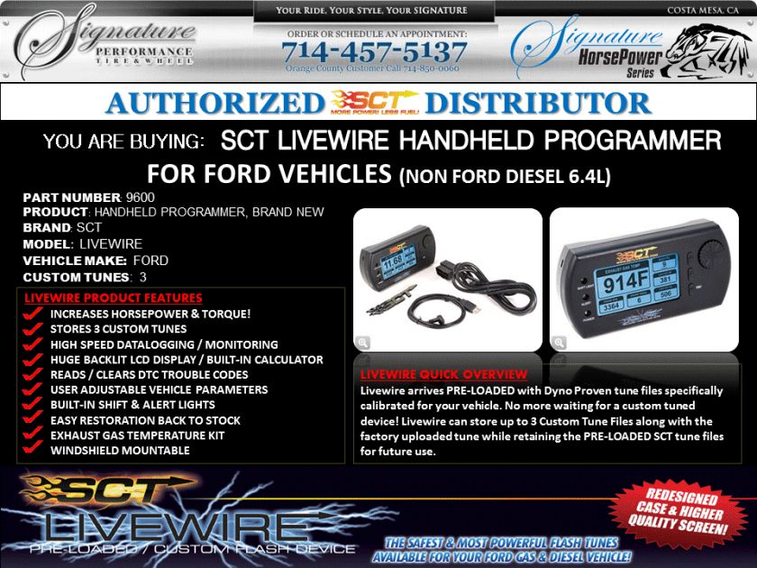 SCT Livewire Handheld Programmer   Ford Car/Truck/SUV Non 6.4L IN 