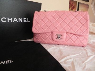   CHANEL QUILTED PINK CLASSIC JUMBO FLAP BAG 2.55 CHAIN LAMBSKIN  