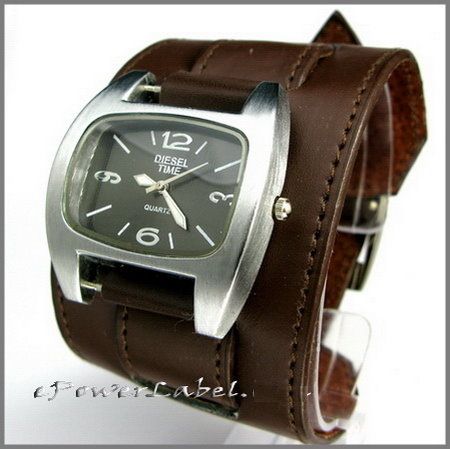 P187 Punk Steel WATCH Gothic White Leather Wristband  