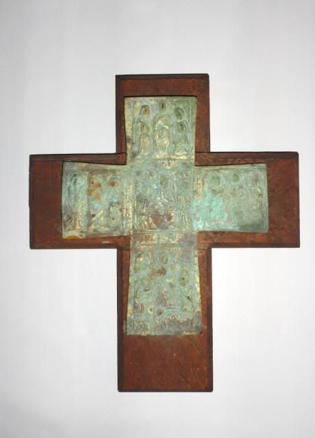 Mexican Folk Art Wooden Wood Cross Vintage style  