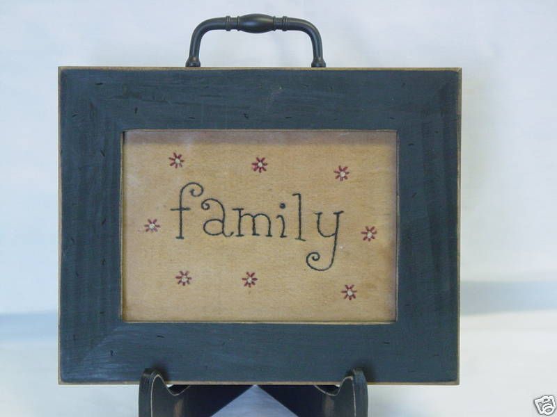 Family Embroidered Framed Primitive Sampler NEW  