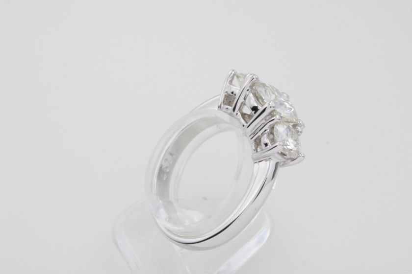 White Gold Moissanite 3 Stone Engagement Ring 3.10 cts  