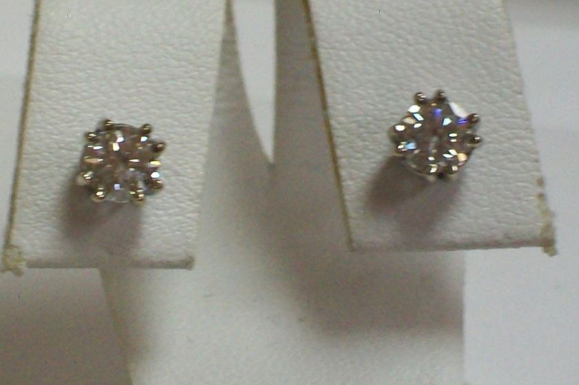 ESTATE 14K White Gold European Cut Diamond Earrings  