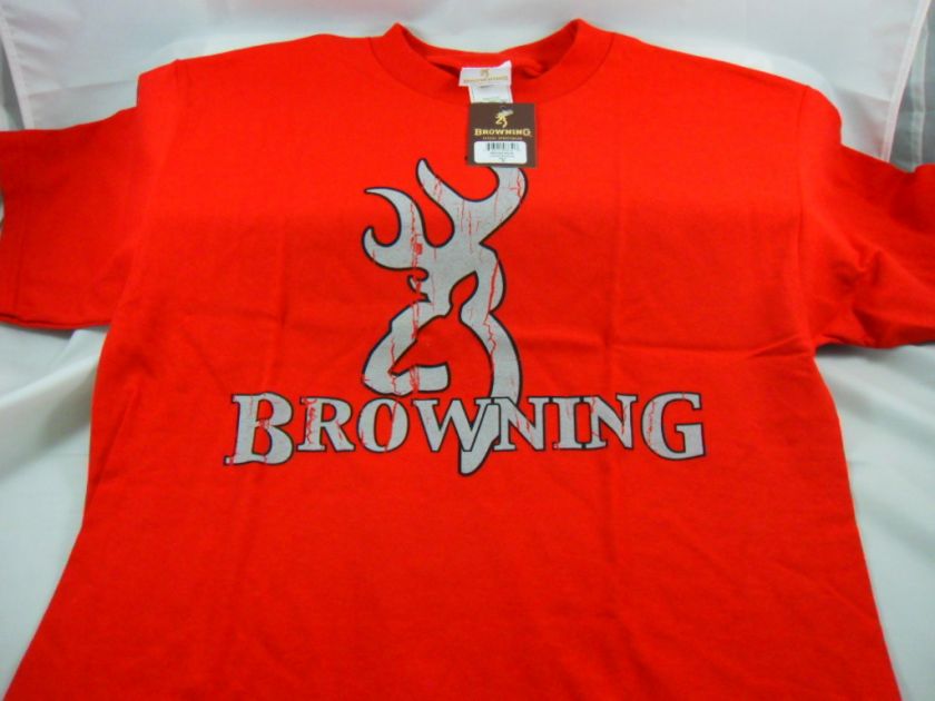 Browning SS Buckmark T shirt Authentic RED / GREY NWT  