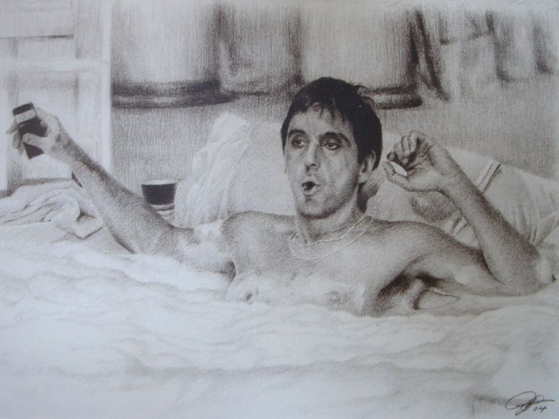 Scarface Al Pacino Sketch Portrait Pencil Drawing WU151  
