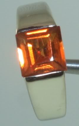 14k white gold square orange sapphire ring 3.2g vintage  