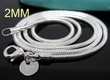 10pcs silver plated 2mm snake chain necklace 16 24 inch  