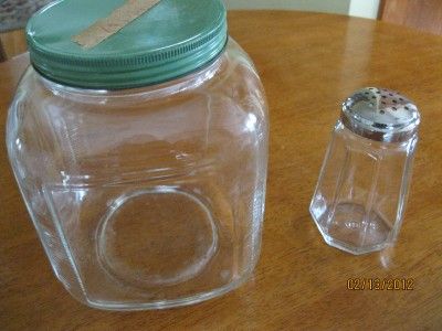 Vintage Hoosier Glass Cookie Jar and Shakers Retro Lot Awesome  