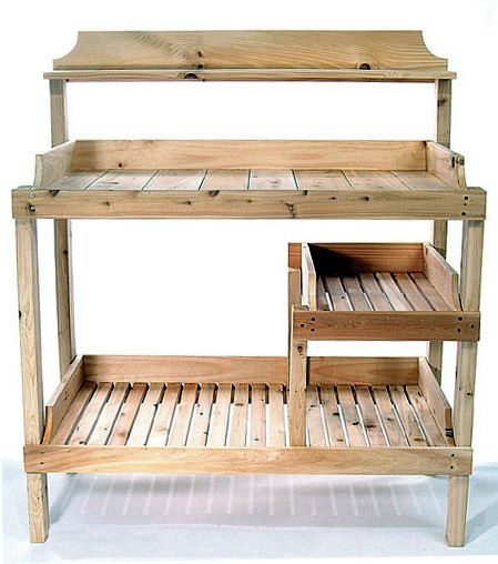 Garden Cedar Wood Garage Potting Bench Table Planter 9  