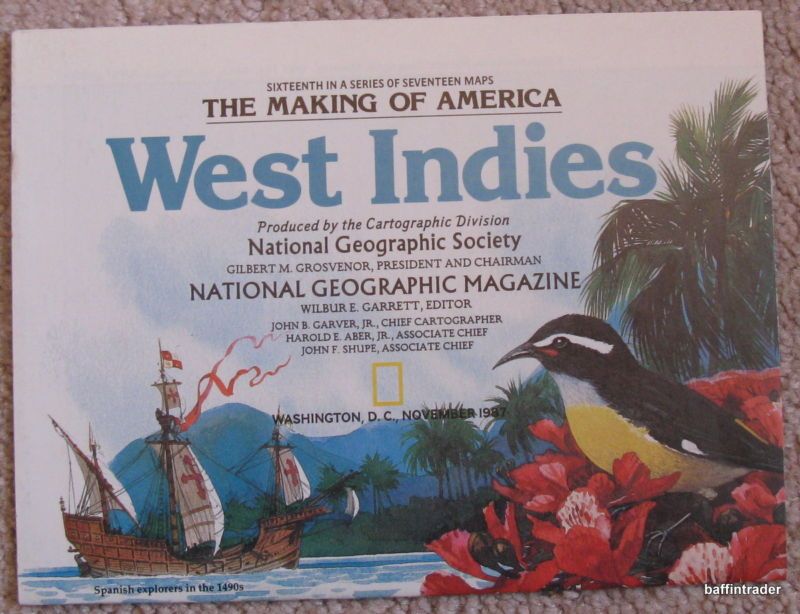 National Geographic Map West Indies November 1987  